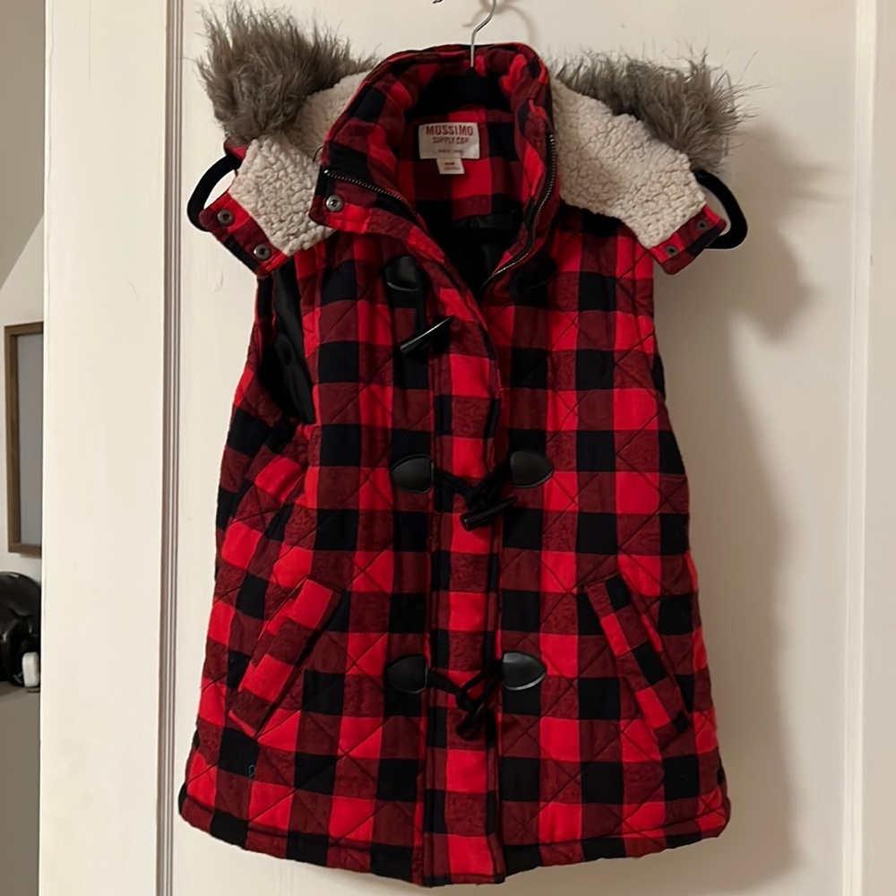 Quilted buffalo plaid vest